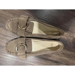 New Frances Valentine Teddy Suede Stone Loafers sz 7.5